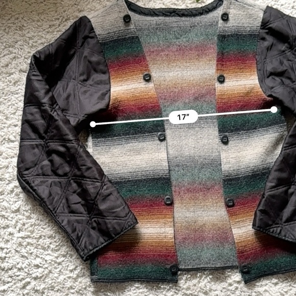 VTG Woolrich Striped Wool Blend Saddle blanket Print Jacket Boho - Picture 8 of 15